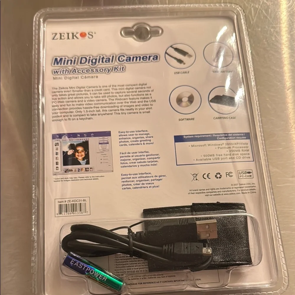 Zeikos- Blue Mini Digital Camera with Accessory Kit